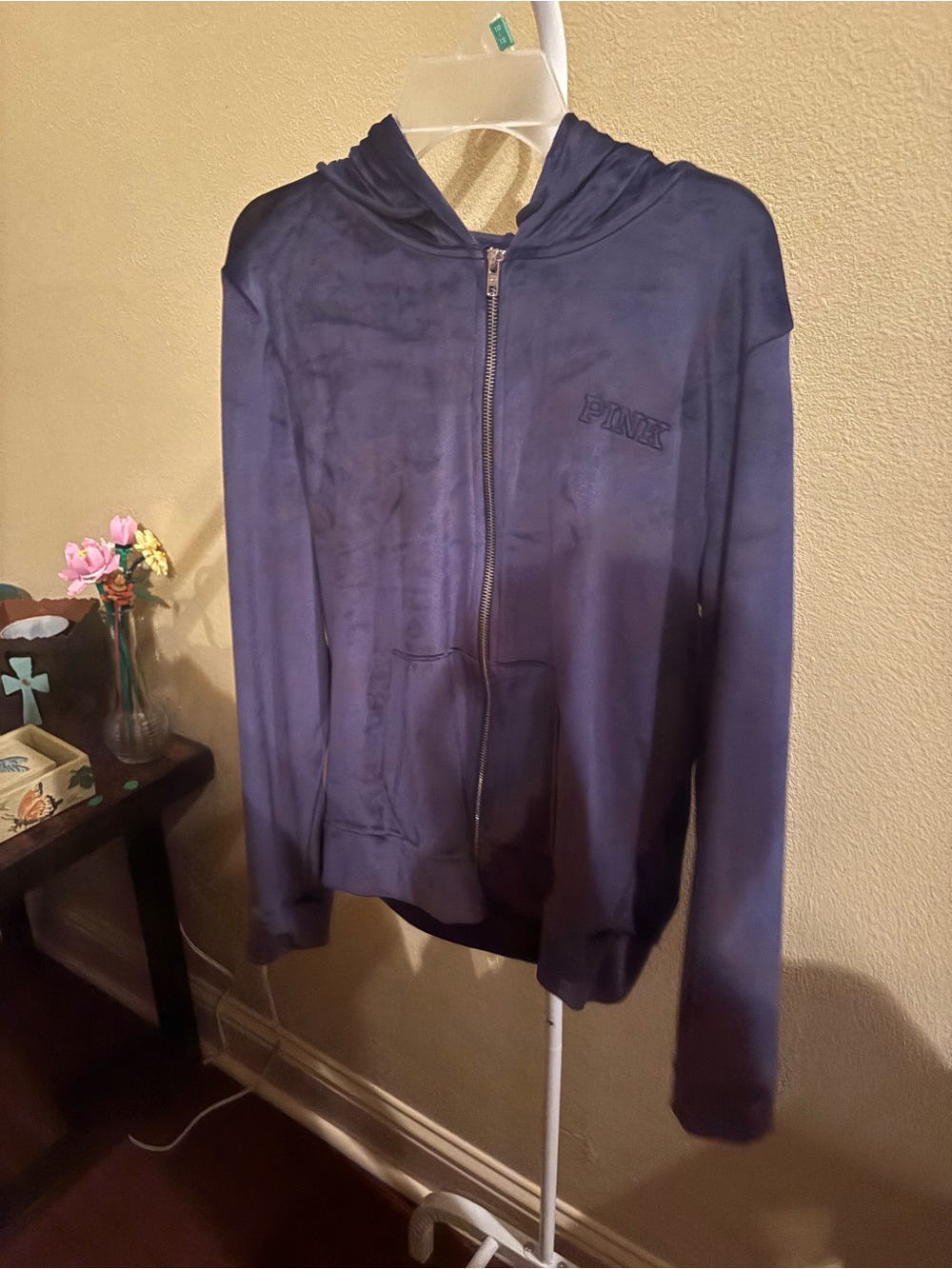 PINK Victoria's Secret Women's Navy Zip-Up Hoodie Jacket